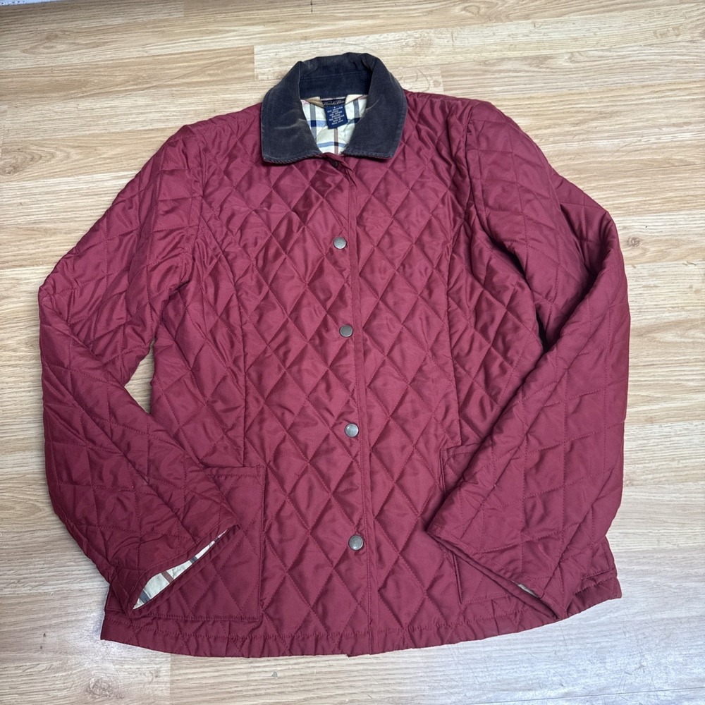 Brooks Brothers Diamond Quilted Jacket Womens Size 6 Insulated Corduroy Collar